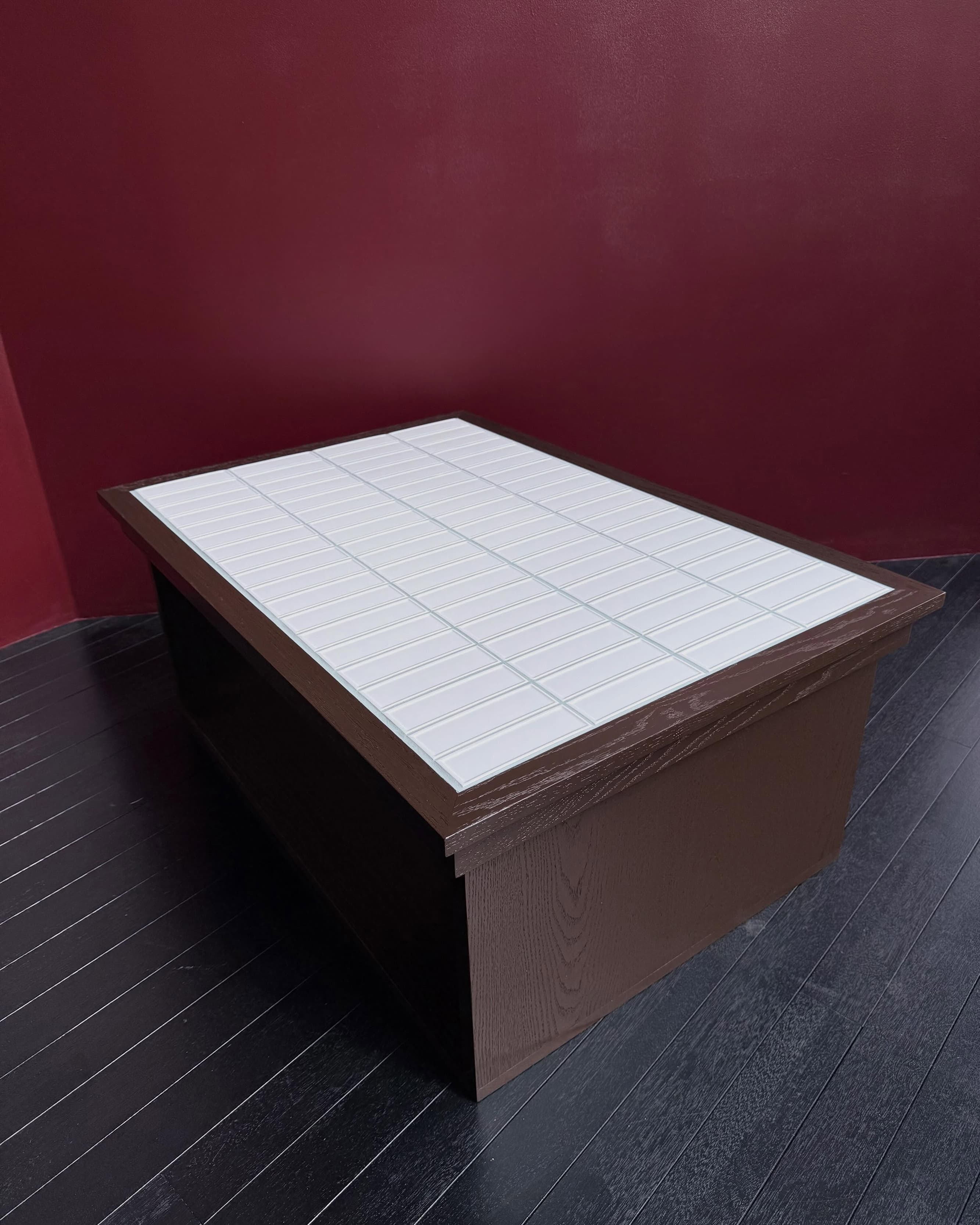 Red Brown Tile Table — 2