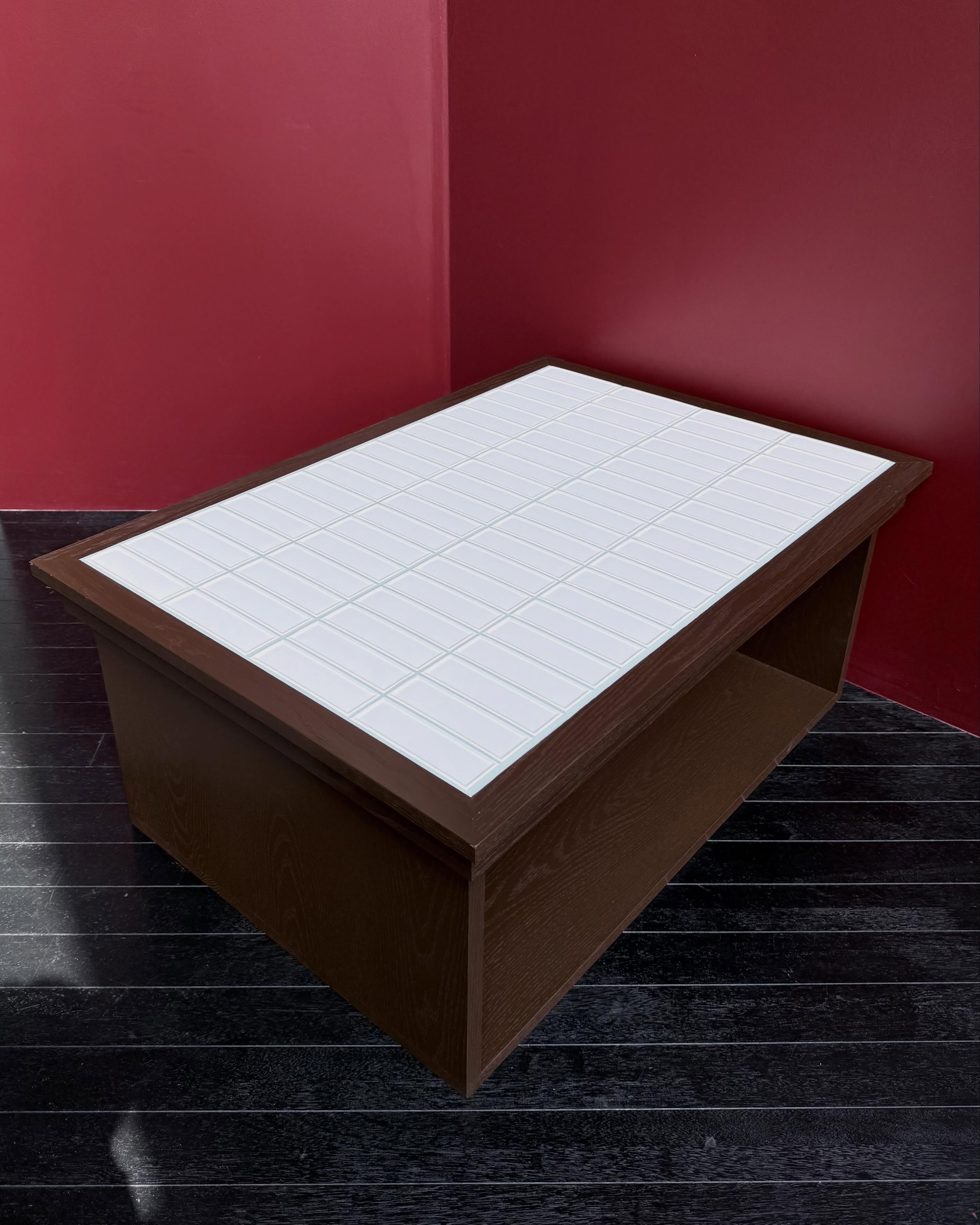 Red Brown Tile Table